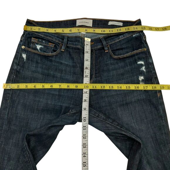 Frame Jeans Womens 26 Blue Le Gargon Crop Boyfriend Dark Wash Mid Rise Denim - Picture 11 of 12